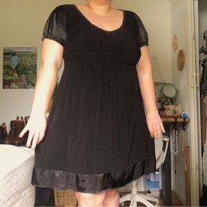 Black satin stretchy dress